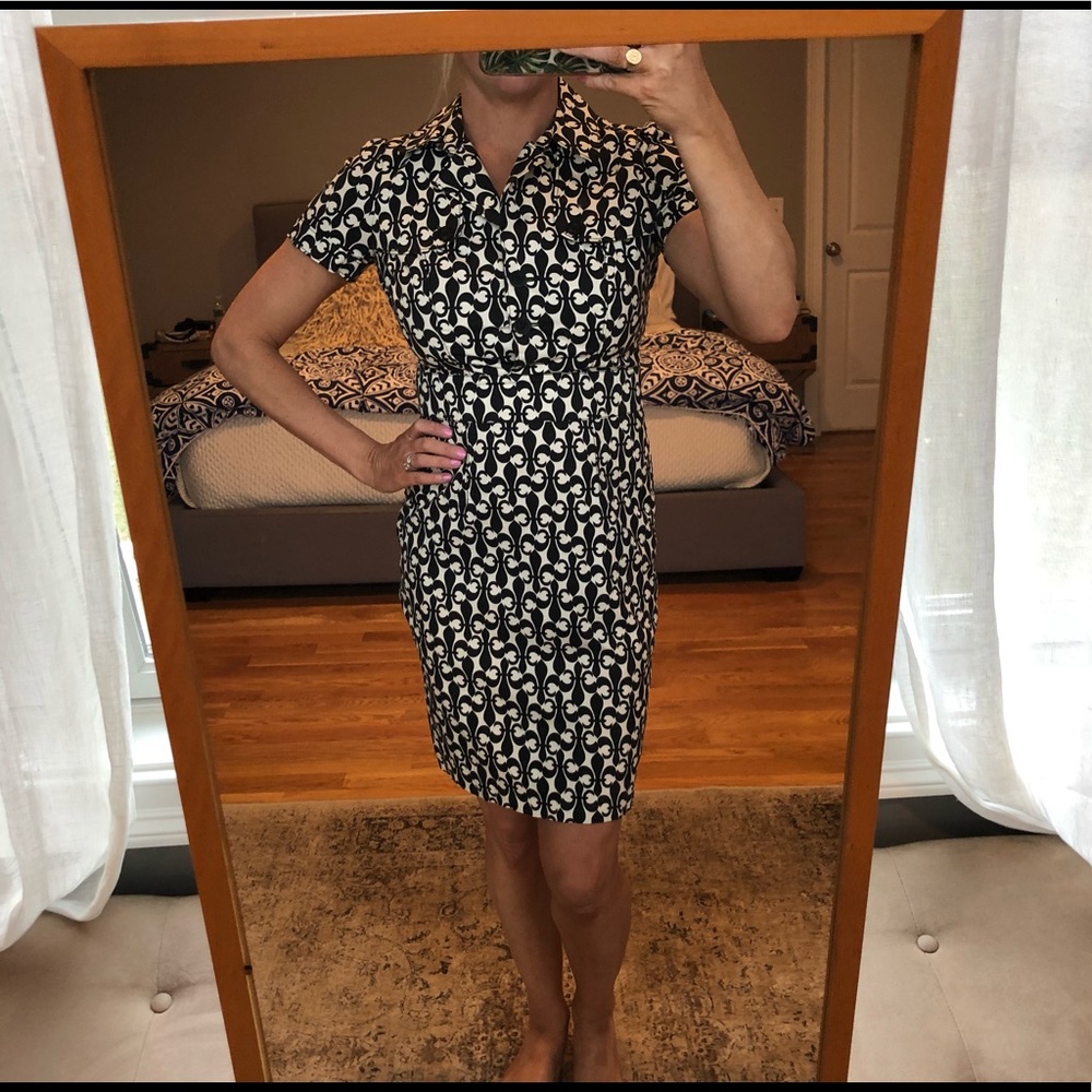 Black and white button down shirt dress